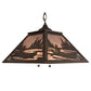 Meyda Lighting Canoe At Lake 22" 2-Light Antique Copper Pendant Light With Silver Mica Shade Glass