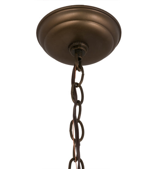Meyda Lighting Canoe At Lake 22" 2-Light Antique Copper Pendant Light With Silver Mica Shade Glass