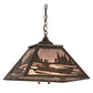 Meyda Lighting Canoe At Lake 22" 2-Light Antique Copper Pendant Light With Silver Mica Shade Glass