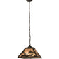 Meyda Lighting Canoe At Lake 22" 2-Light Oil Rubbed Bronze Pendant Light With Silver Mica Shade Glass