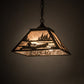 Meyda Lighting Canoe At Lake 22" 2-Light Oil Rubbed Bronze Pendant Light With Silver Mica Shade Glass