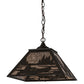 Meyda Lighting Canoe At Lake 22" 2-Light Oil Rubbed Bronze Pendant Light With Silver Mica Shade Glass