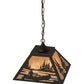Meyda Lighting Canoe At Lake 22" 2-Light Oil Rubbed Bronze Pendant Light With Silver Mica Shade Glass
