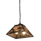 Meyda Lighting Canoe At Lake 22" 2-Light Oil Rubbed Bronze Pendant Light With Silver Mica Shade Glass