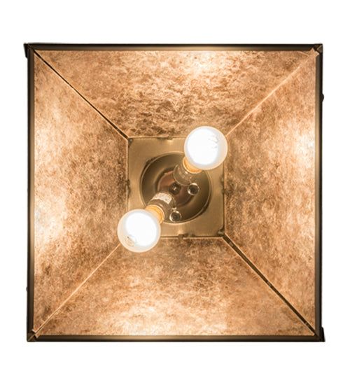 Meyda Lighting Canoe At Lake 22" 2-Light Oil Rubbed Bronze Pendant Light With Silver Mica Shade Glass