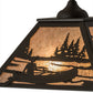 Meyda Lighting Canoe At Lake 22" 2-Light Oil Rubbed Bronze Pendant Light With Silver Mica Shade Glass