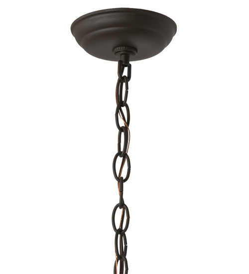 Meyda Lighting Canoe At Lake 22" 2-Light Oil Rubbed Bronze Pendant Light With Silver Mica Shade Glass