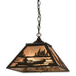 Meyda Lighting Canoe At Lake 22" 2-Light Oil Rubbed Bronze Pendant Light With Silver Mica Shade Glass