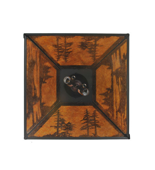Meyda Lighting Canoe At Lake 22" 2-Light Timeless Bronze Pendant Light With Amber Mica Shade