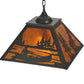 Meyda Lighting Canoe At Lake 22" 2-Light Timeless Bronze Pendant Light With Amber Mica Shade