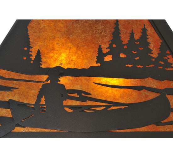 Meyda Lighting Canoe At Lake 22" 2-Light Timeless Bronze Pendant Light With Amber Mica Shade