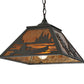 Meyda Lighting Canoe At Lake 22" 2-Light Timeless Bronze Pendant Light With Amber Mica Shade