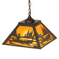 Meyda Lighting Canoe At Lake 23" 2-Light Timeless Bronze Pendant Light With Amber Mica Shade Glass