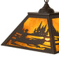 Meyda Lighting Canoe At Lake 23" 2-Light Timeless Bronze Pendant Light With Amber Mica Shade Glass