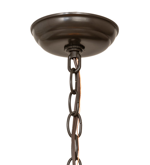 Meyda Lighting Canoe At Lake 23" 2-Light Timeless Bronze Pendant Light With Amber Mica Shade Glass