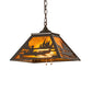Meyda Lighting Canoe At Lake 23" 2-Light Timeless Bronze Pendant Light With Amber Mica Shade Glass