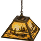 Meyda Lighting Canoe At Lake 23" 3-Light Burnished Brass Tint Pendant Light With Beige Art Shade Glass