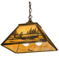 Meyda Lighting Canoe At Lake 23" 3-Light Burnished Brass Tint Pendant Light With Beige Art Shade Glass