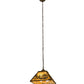 Meyda Lighting Canoe At Lake 23" 3-Light Burnished Brass Tint Pendant Light With Beige Art Shade Glass