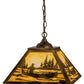 Meyda Lighting Canoe At Lake 23" 3-Light Burnished Brass Tint Pendant Light With Beige Art Shade Glass