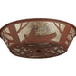 Meyda Lighting Canoe At Lake 23" 4-Light Rust Flush Mount Light With Silver Mica Shade Glass