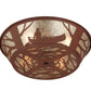 Meyda Lighting Canoe At Lake 23" 4-Light Rust Flush Mount Light With Silver Mica Shade Glass