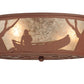 Meyda Lighting Canoe At Lake 23" 4-Light Rust Flush Mount Light With Silver Mica Shade Glass