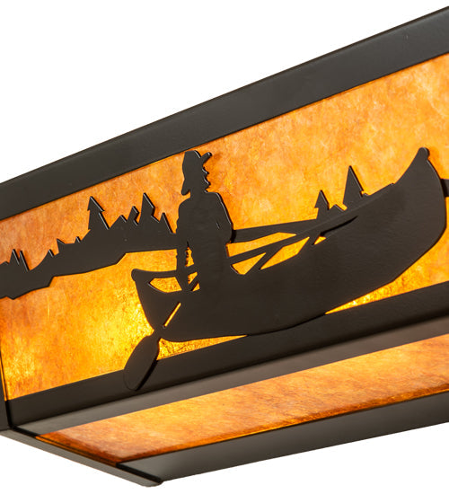 Meyda Lighting Canoe At Lake 24" 4-Light Timeless Bronze Vanity Light With Amber Mica Shade Glass