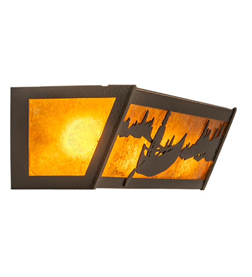 Meyda Lighting Canoe At Lake 24" 4-Light Timeless Bronze Vein Vanity Light With Amber Mica Shade Glass