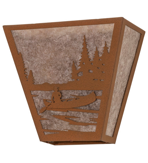 Meyda Lighting Canoe At Lake 5" 2-Light Earth Wall Sconce With Silver Mica Shade Glass