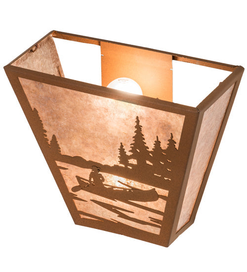 Meyda Lighting Canoe At Lake 5" 2-Light Earth Wall Sconce With Silver Mica Shade Glass