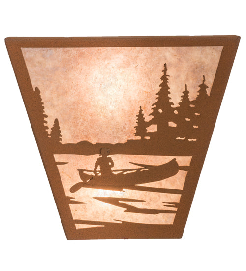 Meyda Lighting Canoe At Lake 5" 2-Light Earth Wall Sconce With Silver Mica Shade Glass
