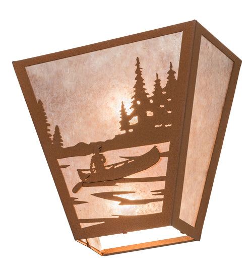 Meyda Lighting Canoe At Lake 5" 2-Light Earth Wall Sconce With Silver Mica Shade Glass