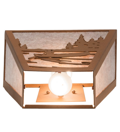 Meyda Lighting Canoe At Lake 5" 2-Light Earth Wall Sconce With Silver Mica Shade Glass