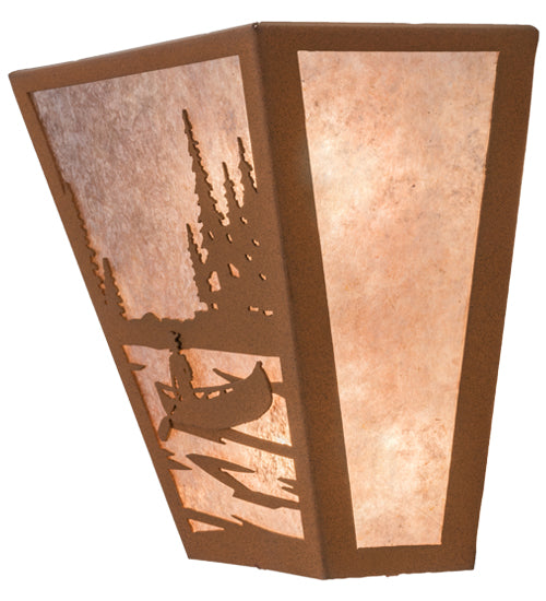 Meyda Lighting Canoe At Lake 5" 2-Light Earth Wall Sconce With Silver Mica Shade Glass