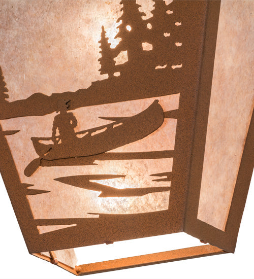 Meyda Lighting Canoe At Lake 5" 2-Light Earth Wall Sconce With Silver Mica Shade Glass