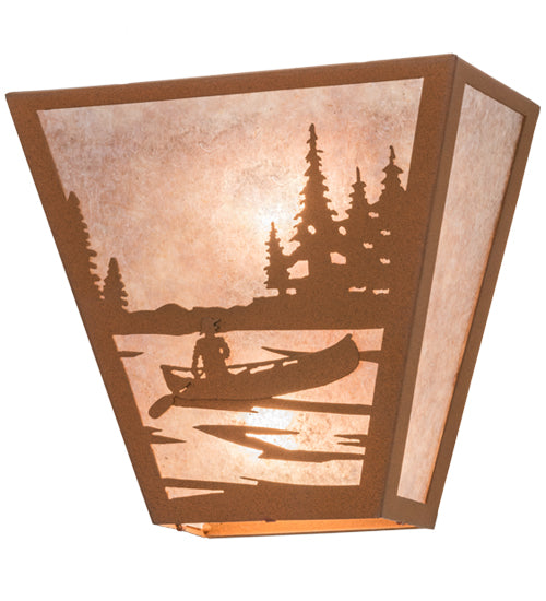 Meyda Lighting Canoe At Lake 5" 2-Light Earth Wall Sconce With Silver Mica Shade Glass