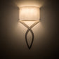 Meyda Lighting Canterbury 12" 2-Light Nickel Wall Sconce With Off White Textrene Shade Glass