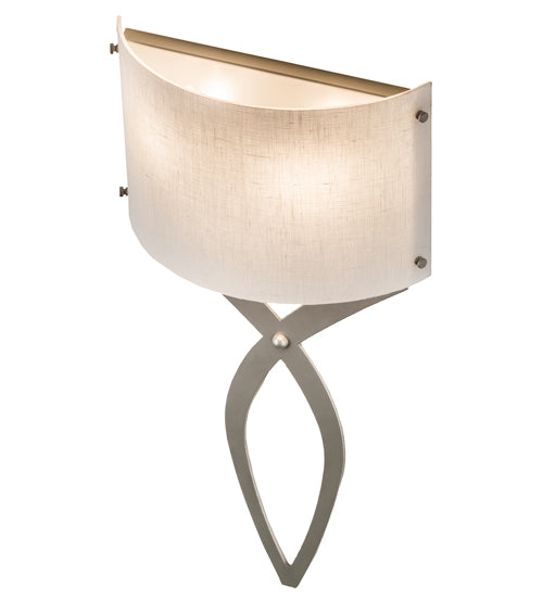 Meyda Lighting Canterbury 12" 2-Light Nickel Wall Sconce With Off White Textrene Shade Glass