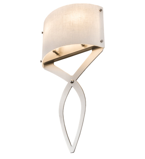 Meyda Lighting Canterbury 12" 2-Light Nickel Wall Sconce With Off White Textrene Shade Glass