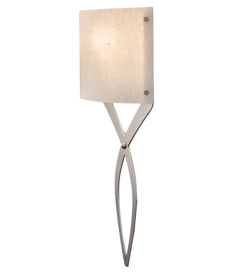 Meyda Lighting Canterbury 12" 2-Light Nickel Wall Sconce With Off White Textrene Shade Glass