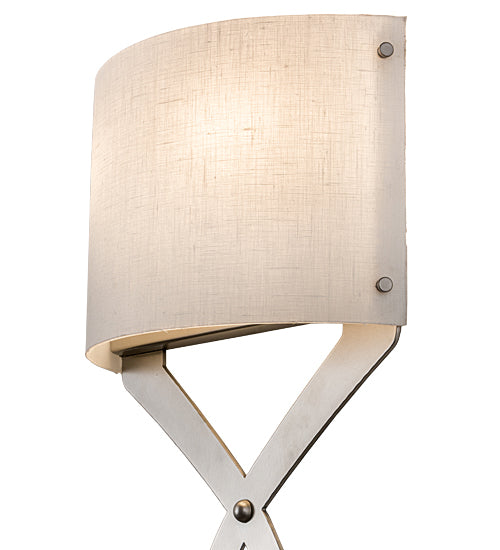 Meyda Lighting Canterbury 12" 2-Light Nickel Wall Sconce With Off White Textrene Shade Glass
