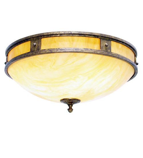 Meyda Lighting Capella 24" 2-Light French Bronze Flush Mount Light With Botticino Idalight Shade