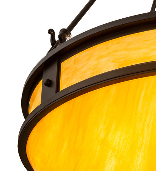 Meyda Lighting Capella 28" 4-Light Satin Black Wrought Iron Inverted Pendant Light With Ambra Siena Idalight Shade