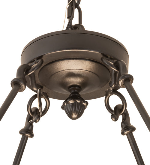 Meyda Lighting Capella 28" 4-Light Satin Black Wrought Iron Inverted Pendant Light With Ambra Siena Idalight Shade