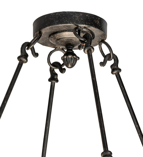 Meyda Lighting Capella 28" 6-Light Coffee Bean Inverted Pendant Light With Beige Travertine Idalight Shade Glass
