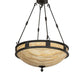 Meyda Lighting Capella 28" 6-Light Coffee Bean Inverted Pendant Light With Beige Travertine Idalight Shade Glass
