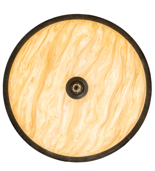 Meyda Lighting Capella 28" 6-Light Coffee Bean Inverted Pendant Light With Beige Travertine Idalight Shade Glass