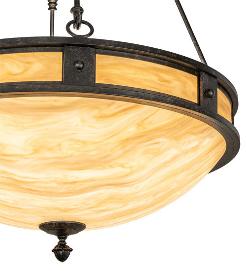 Meyda Lighting Capella 28" 6-Light Coffee Bean Inverted Pendant Light With Beige Travertine Idalight Shade Glass