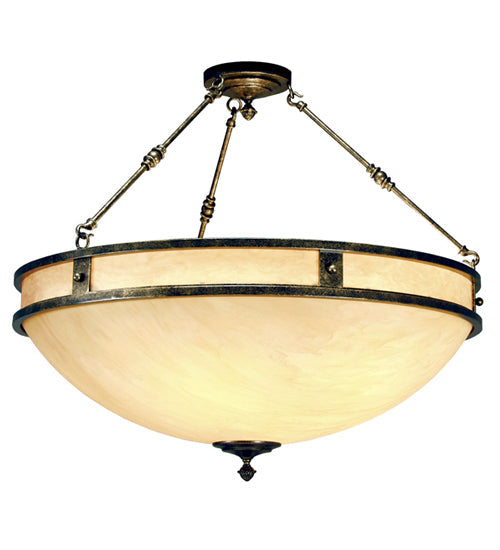 Meyda Lighting Capella 42" 6-Light French Bronze Inverted Pendant Light With Botticino Idalight Shade